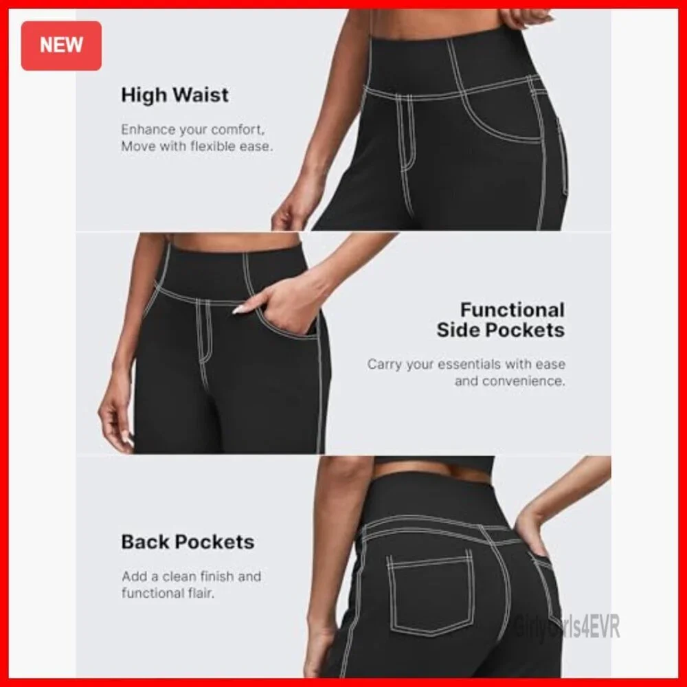 High Waisted Wide Leg Yoga Pants with Pockets Stretch Active Wear